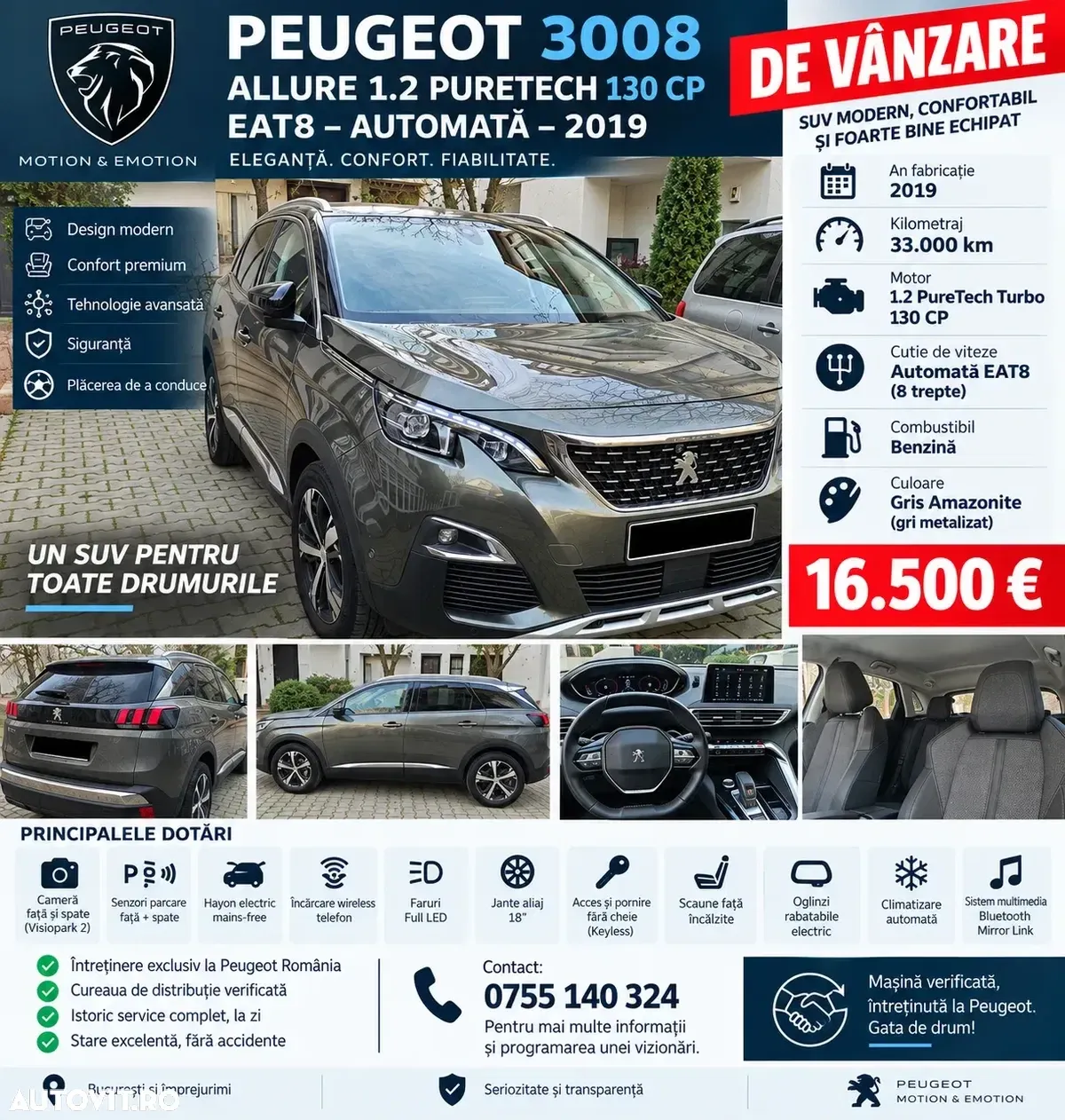 Peugeot 3008 II 1.2 PureTech Turbo S&S EAT8 Allure — imagine 6