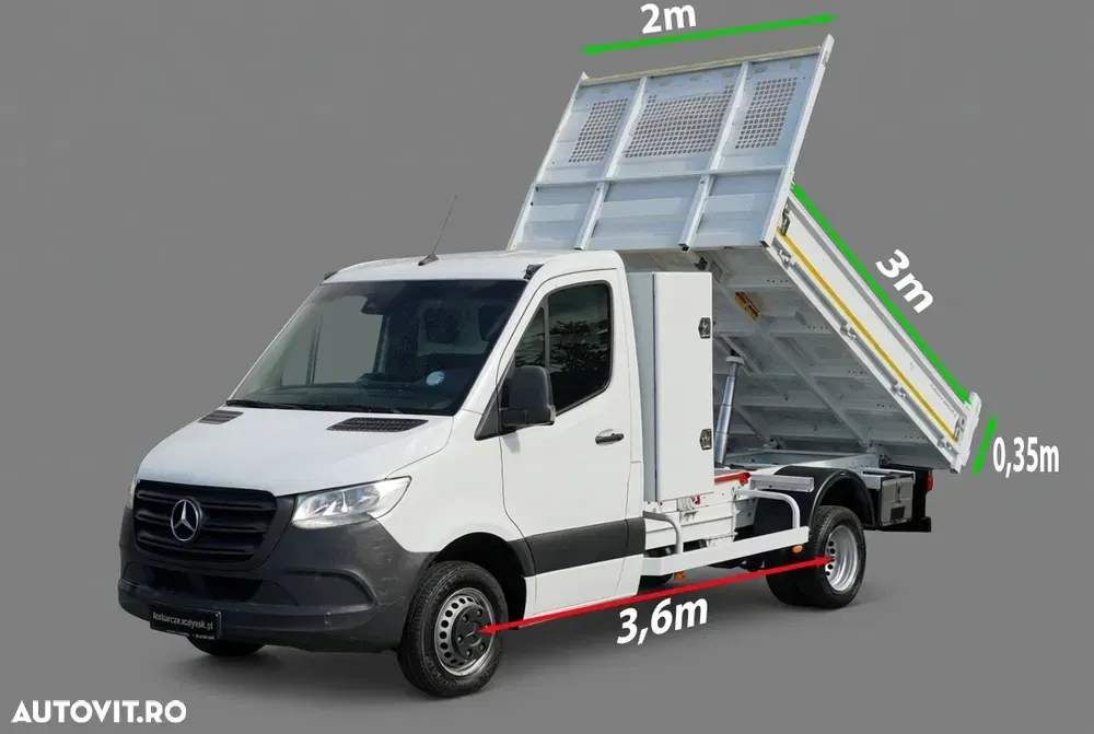 Mercedes-Benz SPRINTER / BASCULABILĂ - 3 M / ROȚI DUBLE SPATE / MANUALĂ / IMPORT — imagine 2