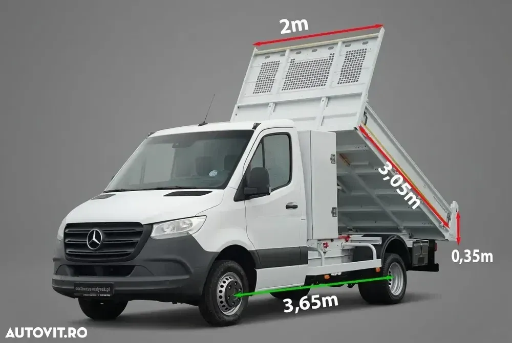 Mercedes-Benz SPRINTER / BASCULABILĂ - 3 M / ROȚI SPATE DUBLE / MANUALĂ / IMPORT — imagine 2